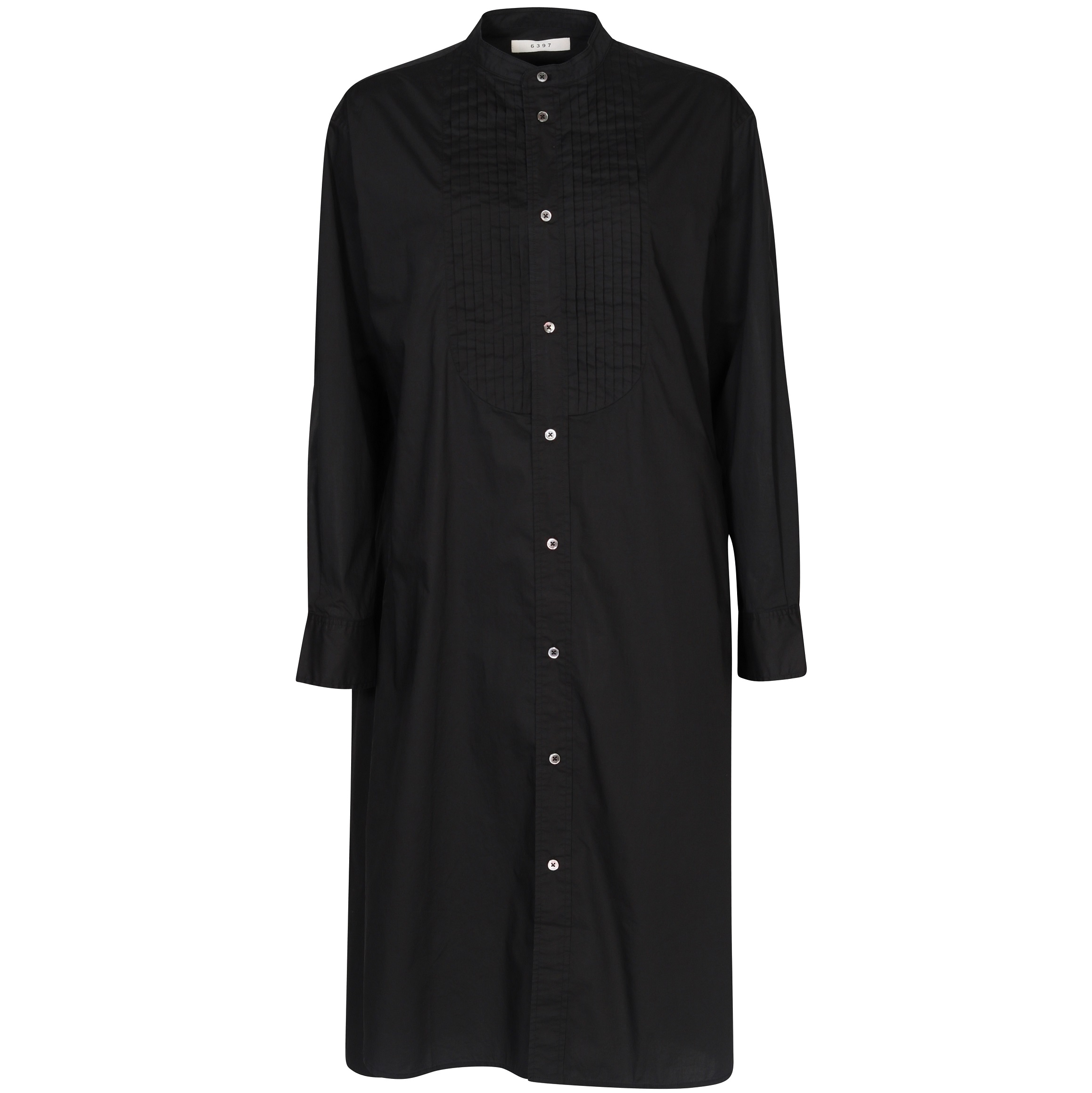 6397 Tuxedo Shirt Dress in Black XS