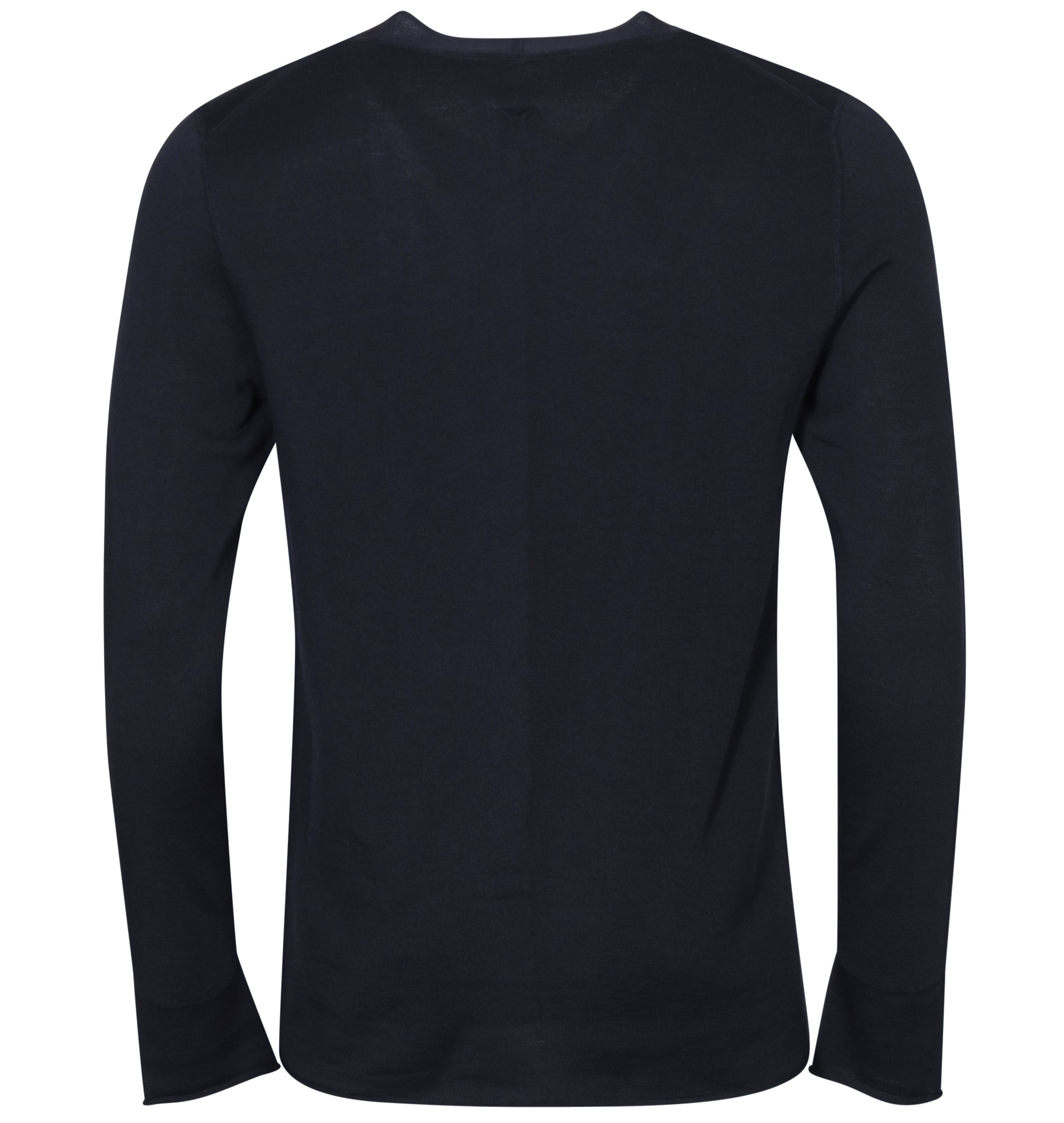 HANNES ROETHER V-Neck Knit Pullover in Dark Navy