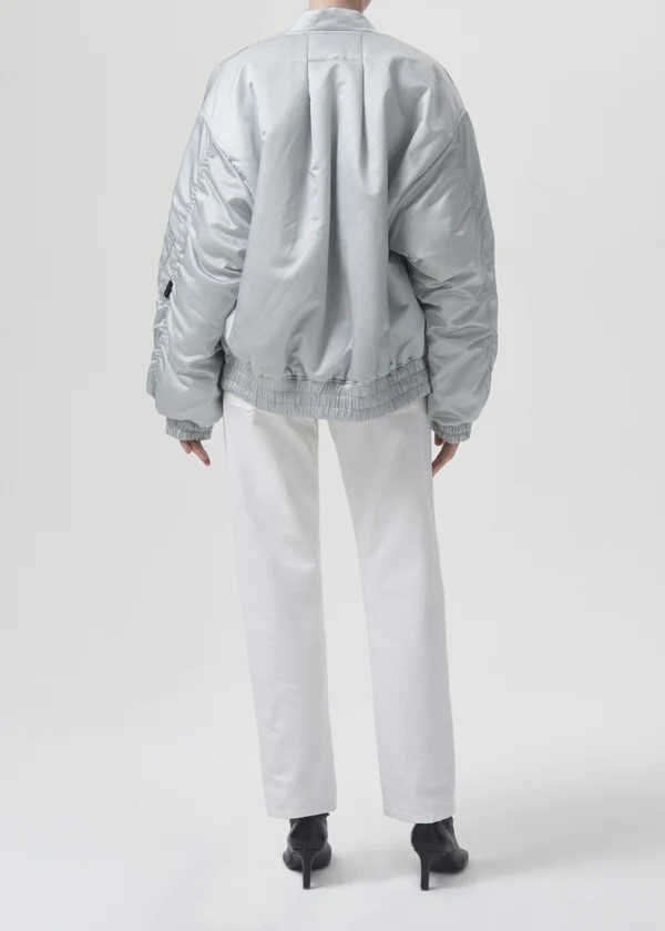 AGOLDE Nisa Bomber Jacket in Oystergrey M