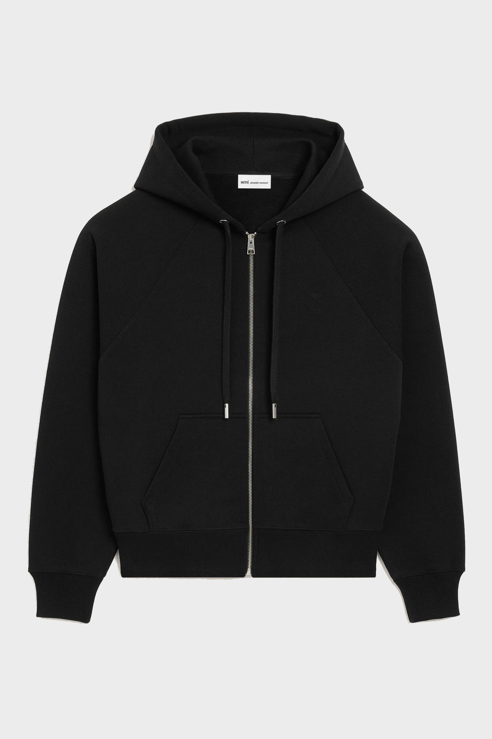 AMI PARIS de Coeur Embossed Zip Hoodie in Black