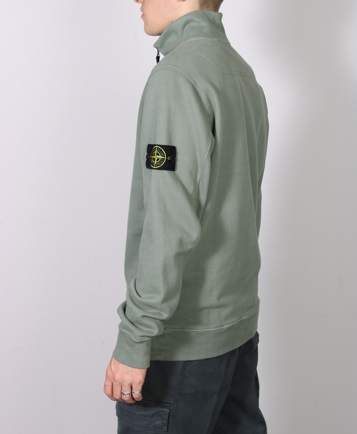 STONE ISLAND Half Zip Sweatshirt in Sage 3XL