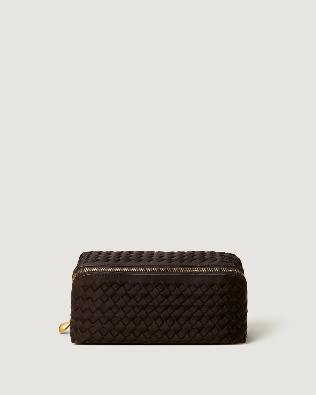 NAGHEDI Handwoven Caravan Medium Cosmetic Case in Chocolate