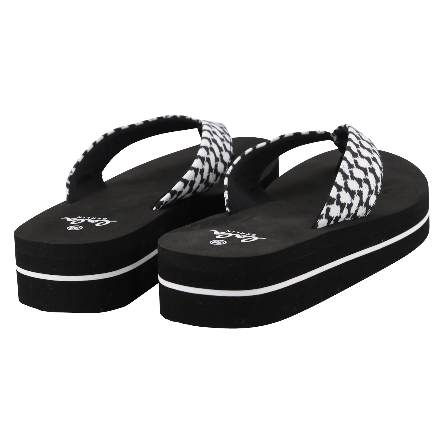 Lala Berlin Flip Flops Ally Kufiya Scribble Black