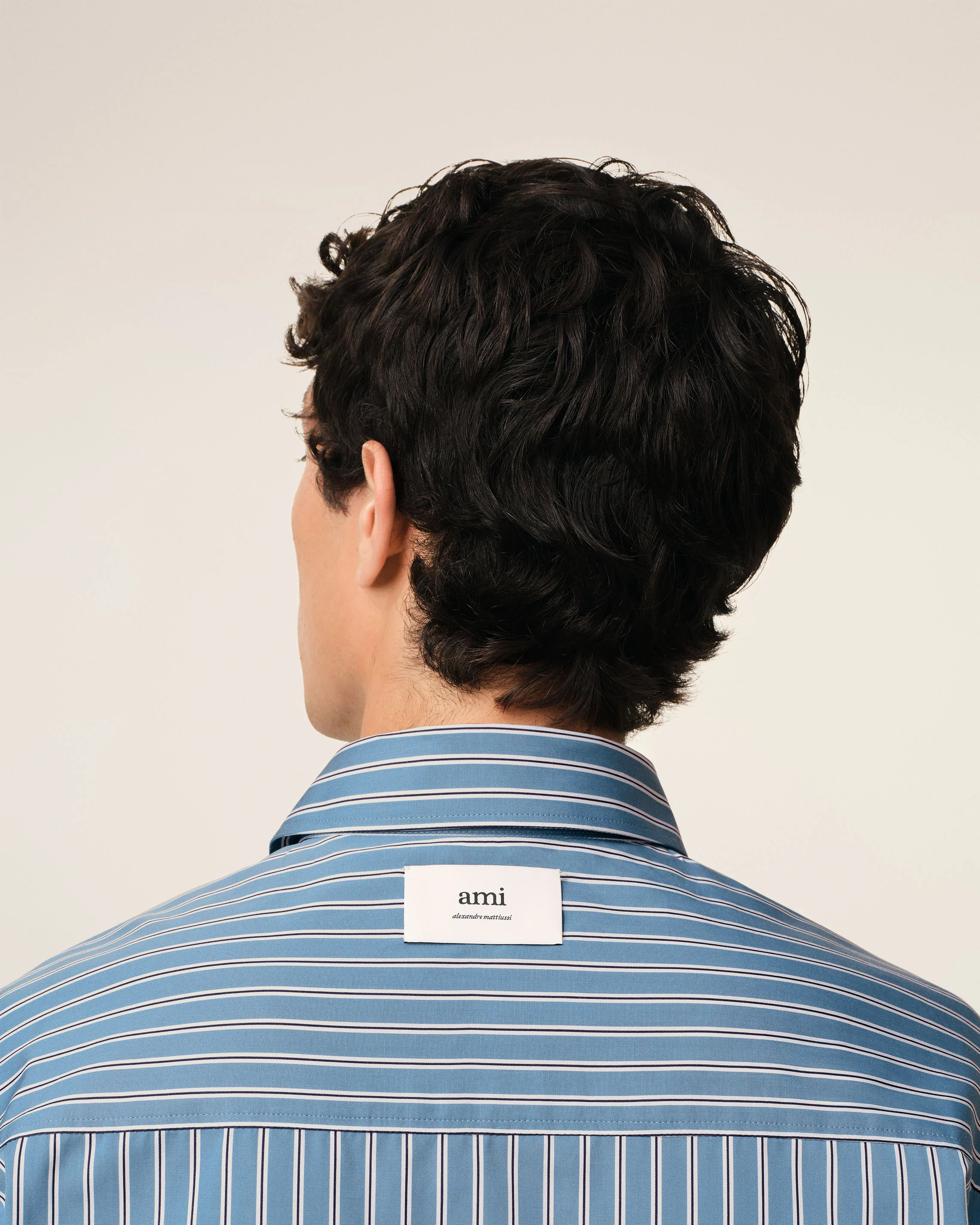 AMI PARIS Boxy Fit Cotton Poplin Shirt in Blue Note/White/Navy 46 AMI PARIS Boxy Fit Cotton Poplin Shirt in Blue Note/White/Navy 56