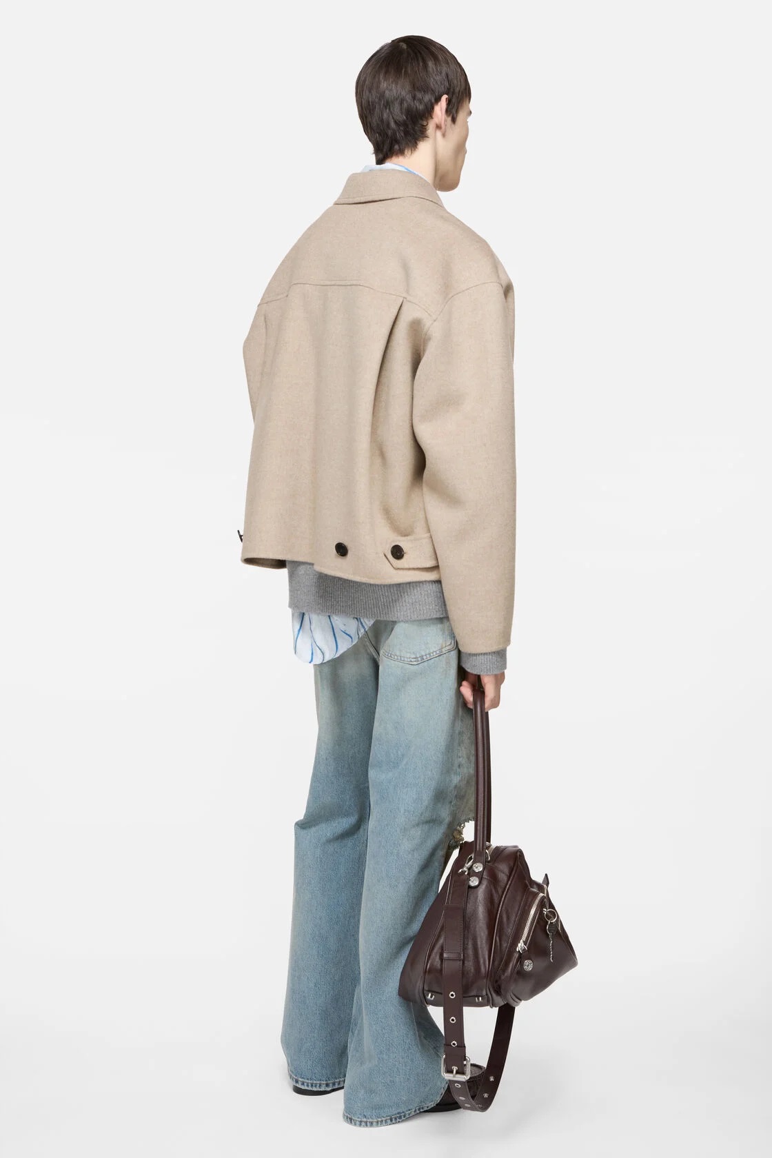 ACNE STUDIOS Boxy Fit Wool Jacket in Oatmeal Melange