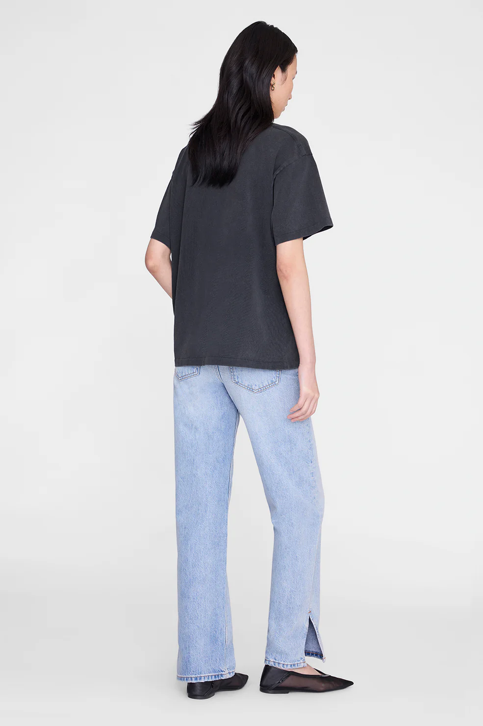 ANINE BING Cade Tee Melrose Tencil in Washed Black