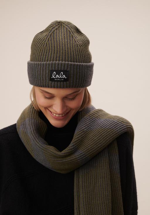 Lala Berlin Cap Lines Olive Anthrazit