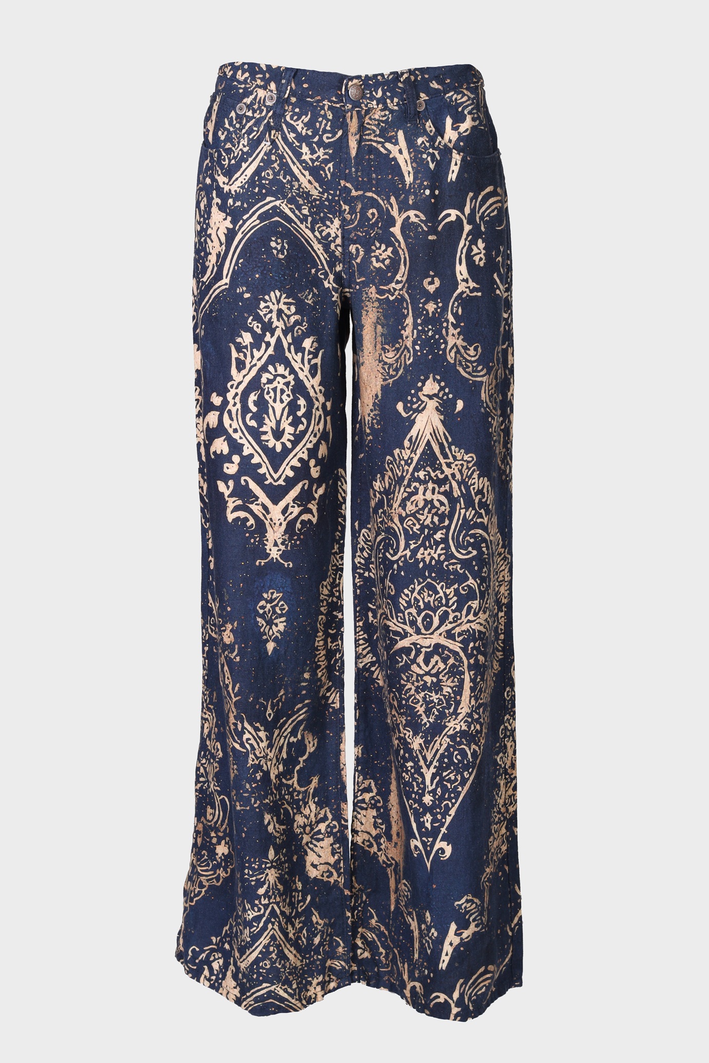 R13 D'Arcy Flare Linen Pant in Blue Bandana