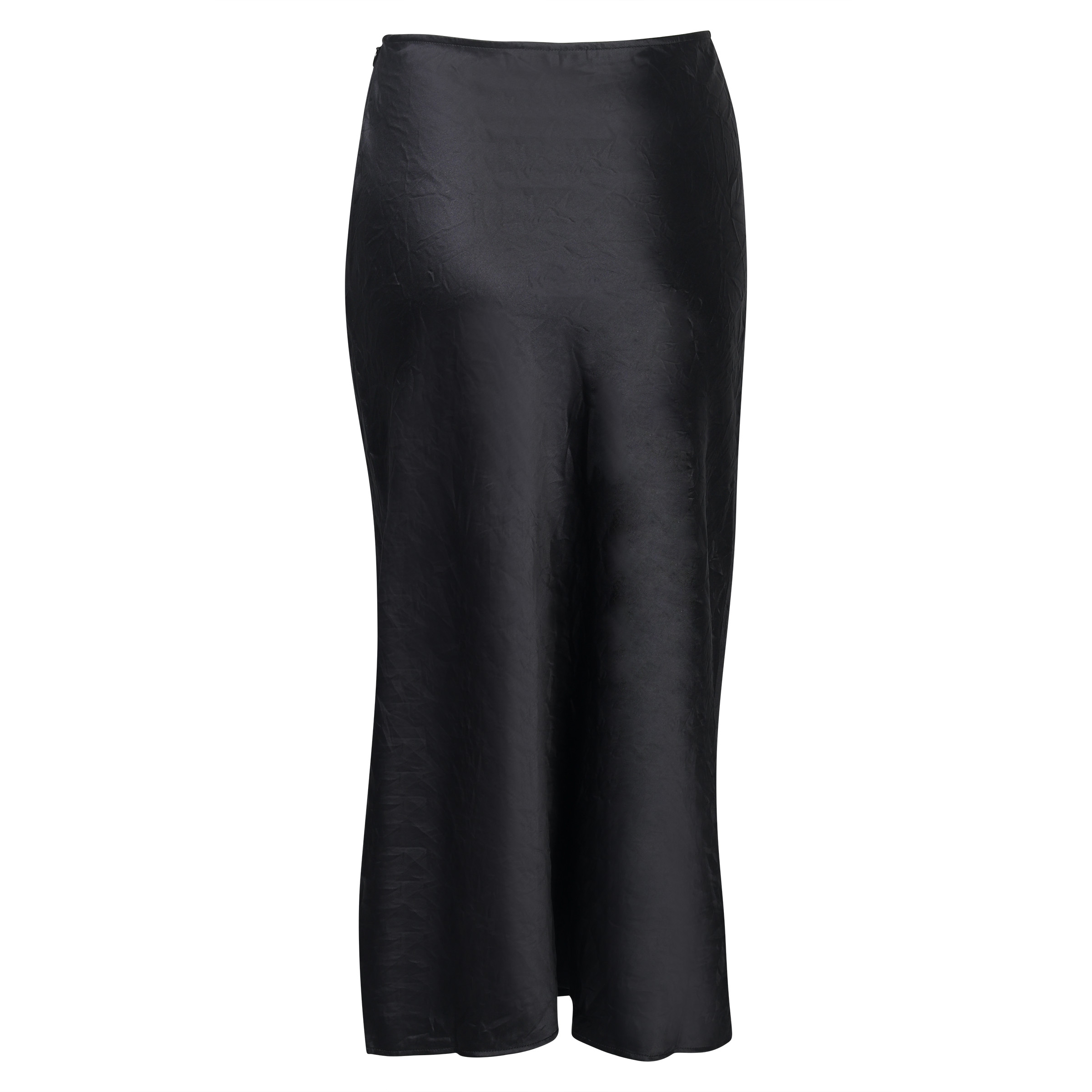 Ganni Crinkled Satin Skirt Black