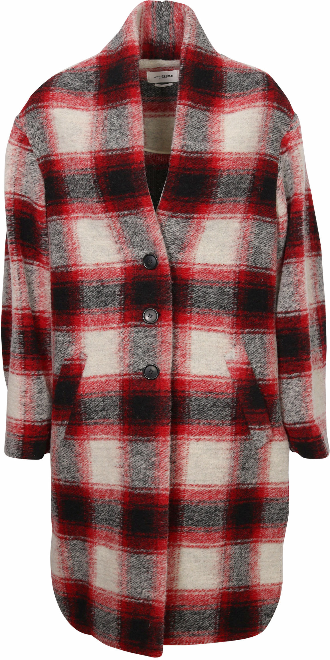 Isabel Marant Étoile Check Coat Gabriel Red/Black/Ecru