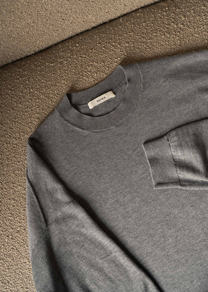 YACAIA Merino/Cashmere Sweater in Grey