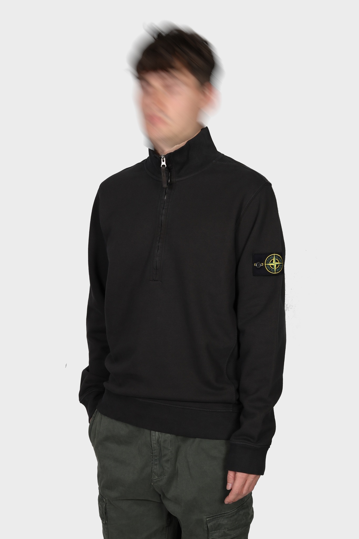 STONE ISLAND Half Zip Sweatshirt in Dark Grey