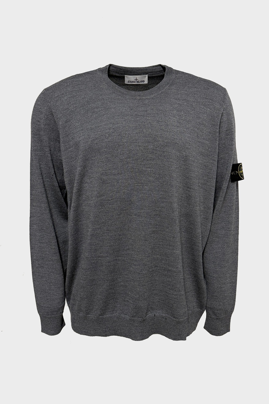 STONE ISLAND Superfine Knit Pullover in Dark Grey Melange