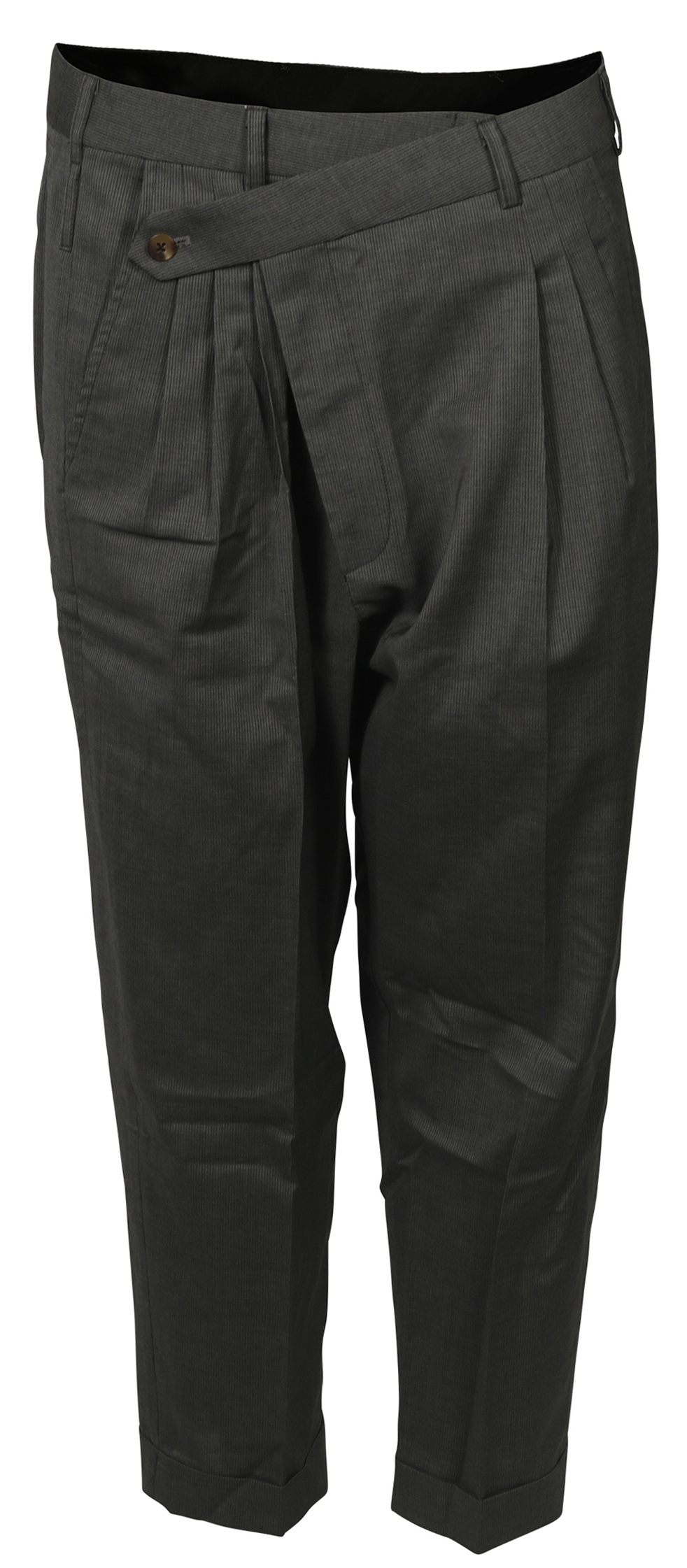 R13 Cropped Triple Pleat Crossover Light Grey