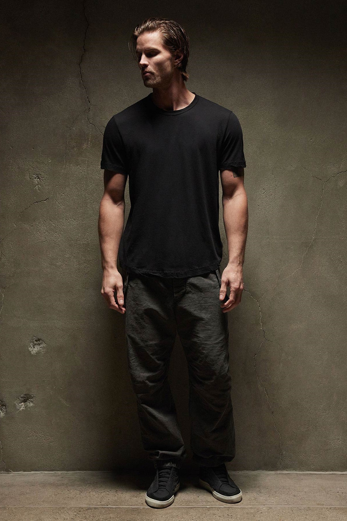 JAMES PERSE Clear Jersey Crew Neck Black 2XL/5