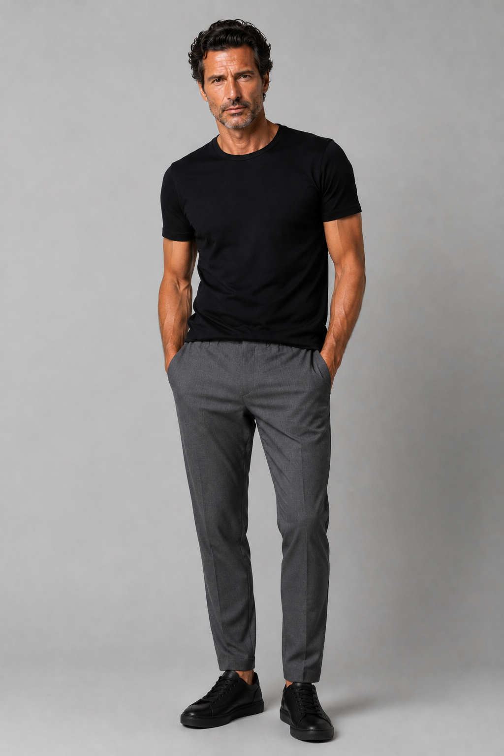 NINE:INTHE:MORNING Mirco Summer Wool Stretch Pant in Grey Melange