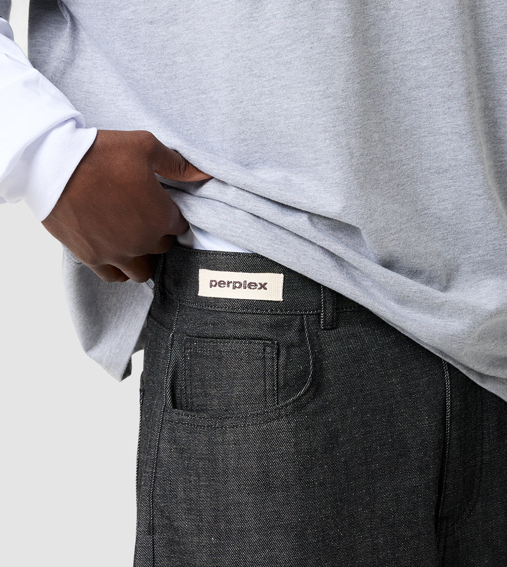 PERPLEX Japanese Raw Denim Shorts in Black