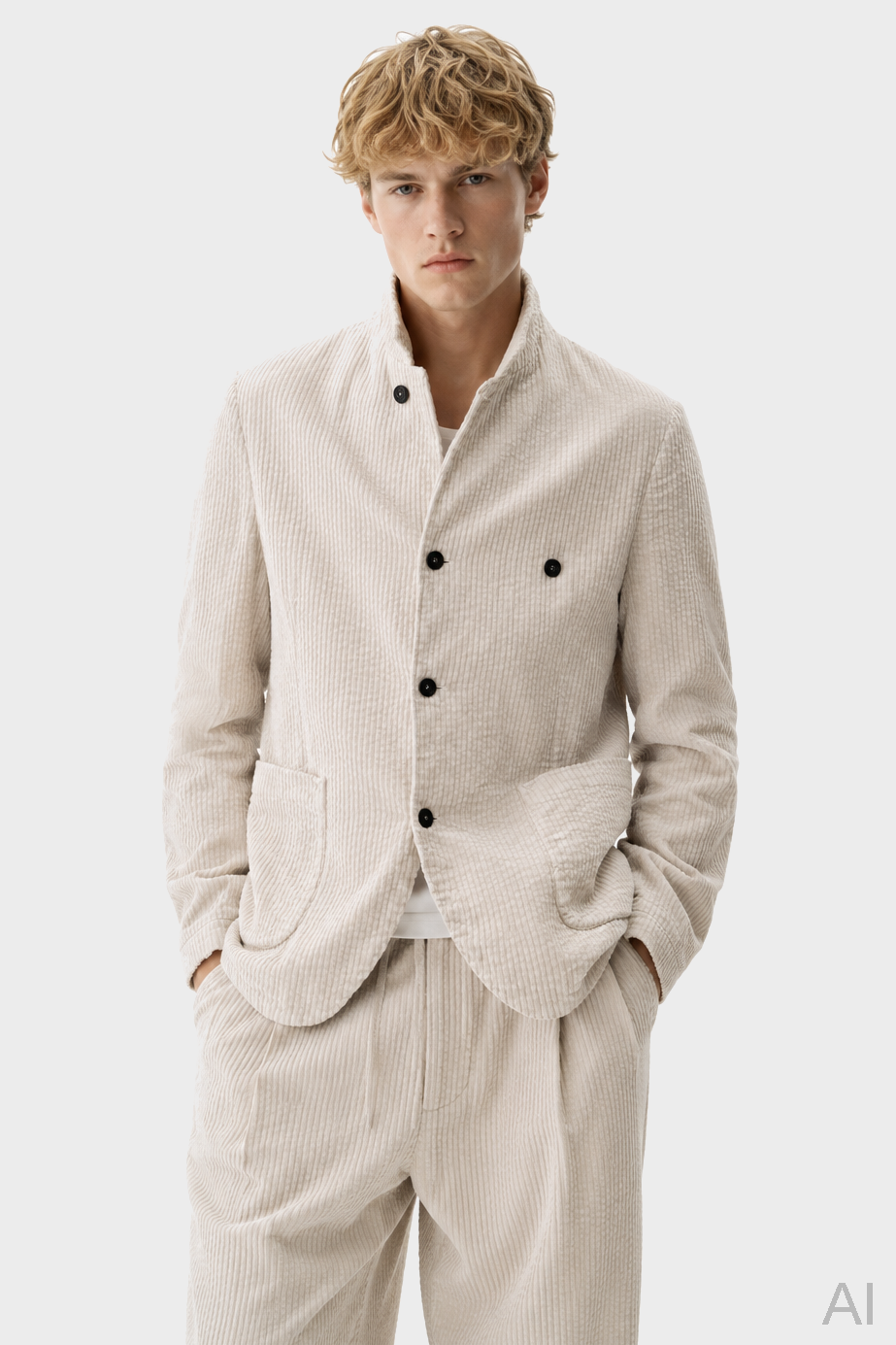 HANNES ROETHER Corduroy Jacket in Ecru