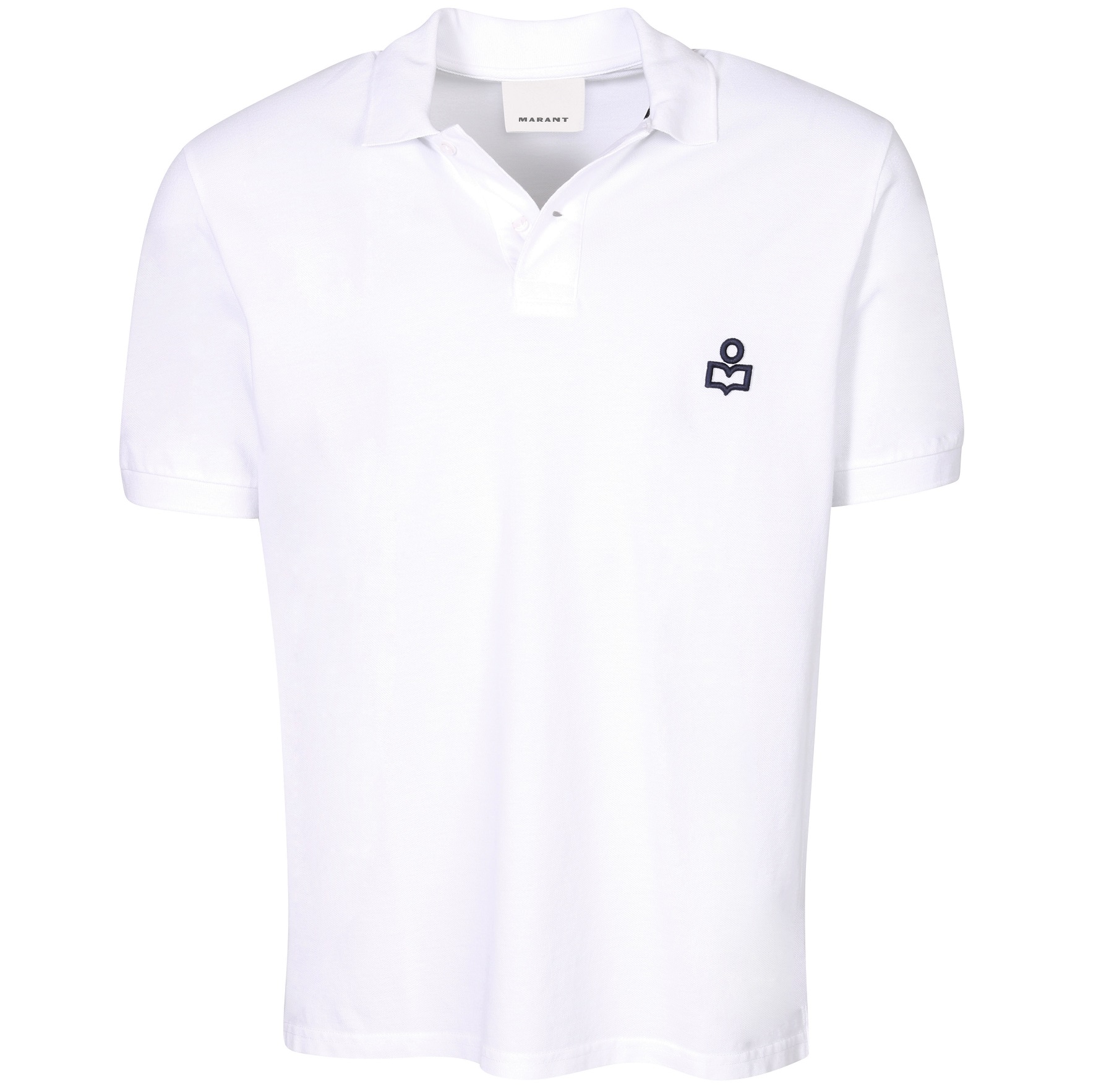 ISABEL MARANT Afko Polo Shirt in White/Navy M