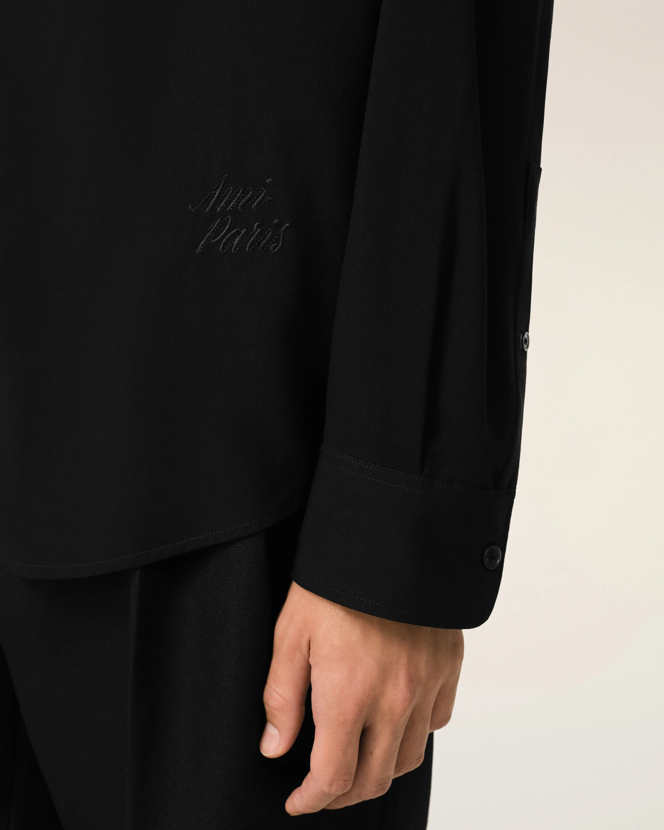AMI PARIS Viscose Boxy Fit Shirt in Black