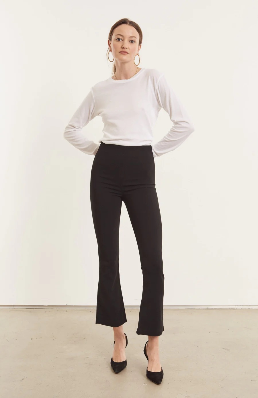 SPRWMN Crop Flare Pants in Black