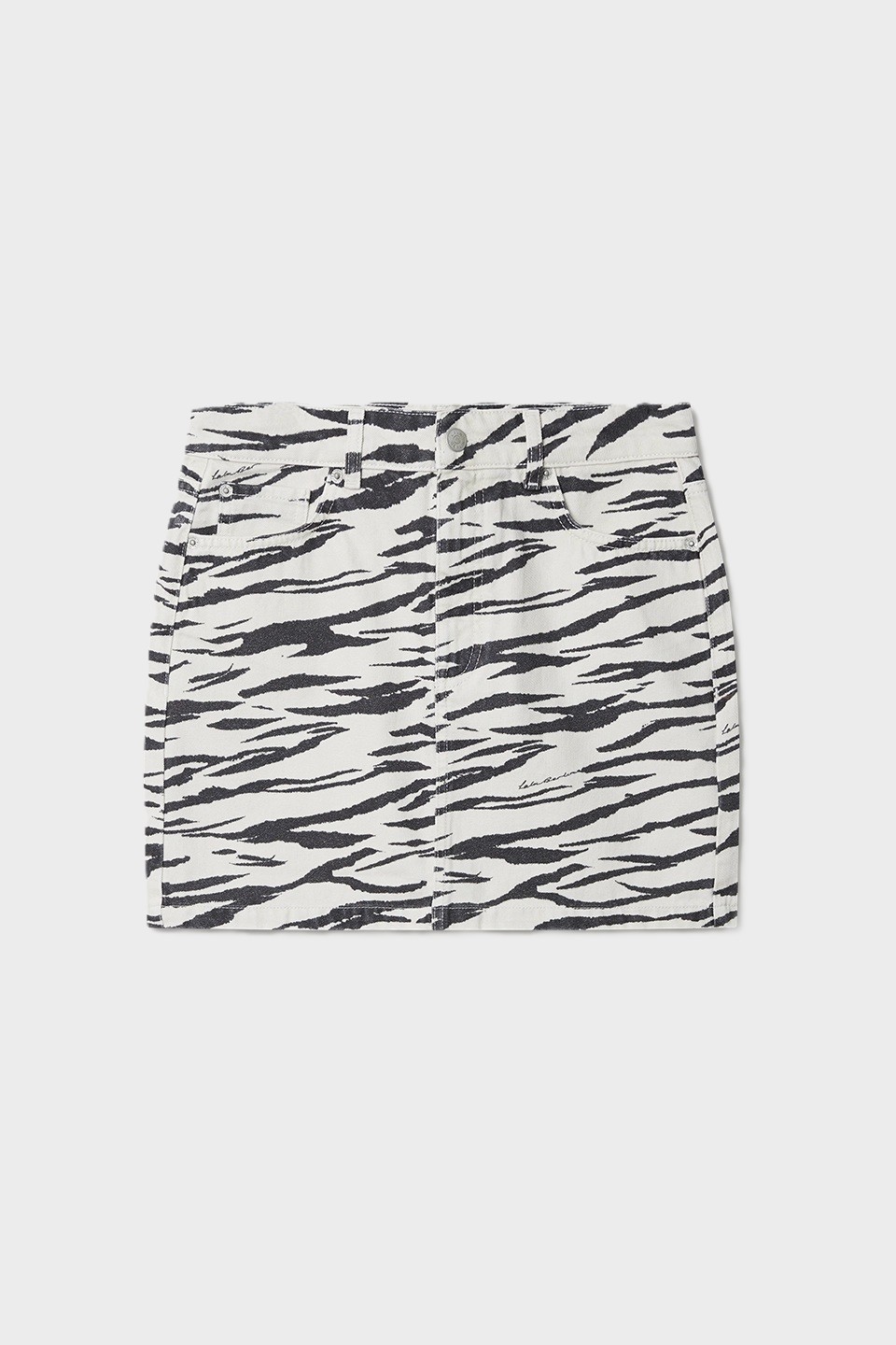 LALA BERLIN Denim Skirt in Tiger Printed L