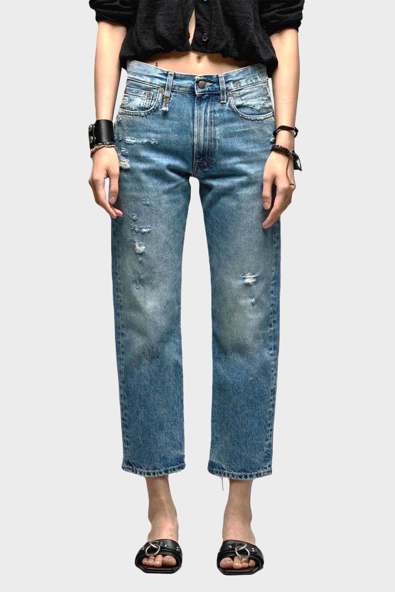 R13 Boyfriend Jeans in Bain Wash