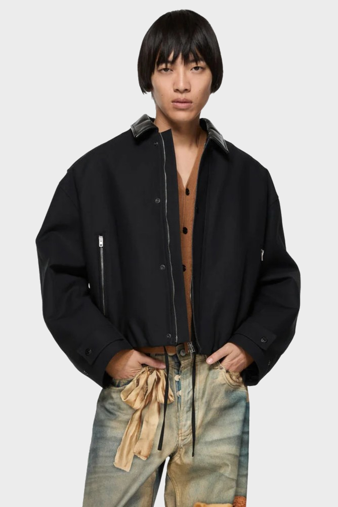 ACNE STUDIOS Twill Bomber Jacket in Black