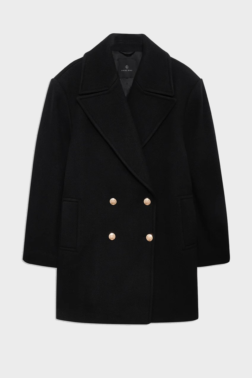 ANINE BING Glenn Peacoat in Black ANINE BING Glenn Peacoat in Black