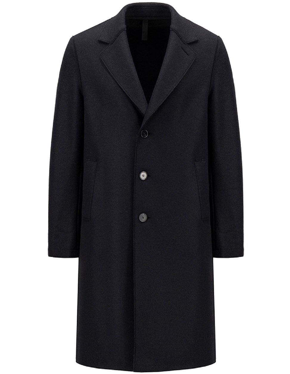 HARRIS WHARF Pressed Wool Overcoat in Black