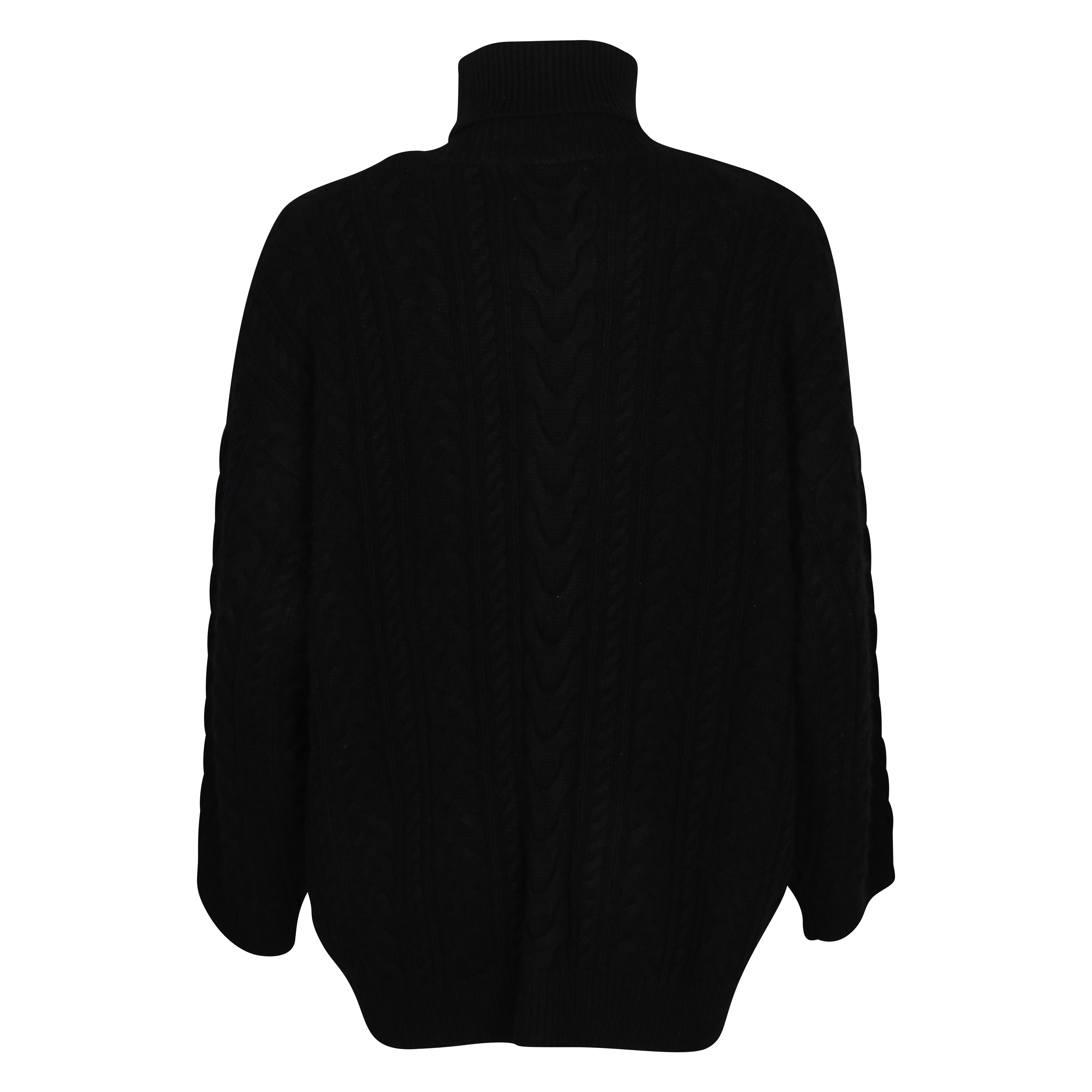 Flona Cashmere Rollneck Cable Pullover in Black