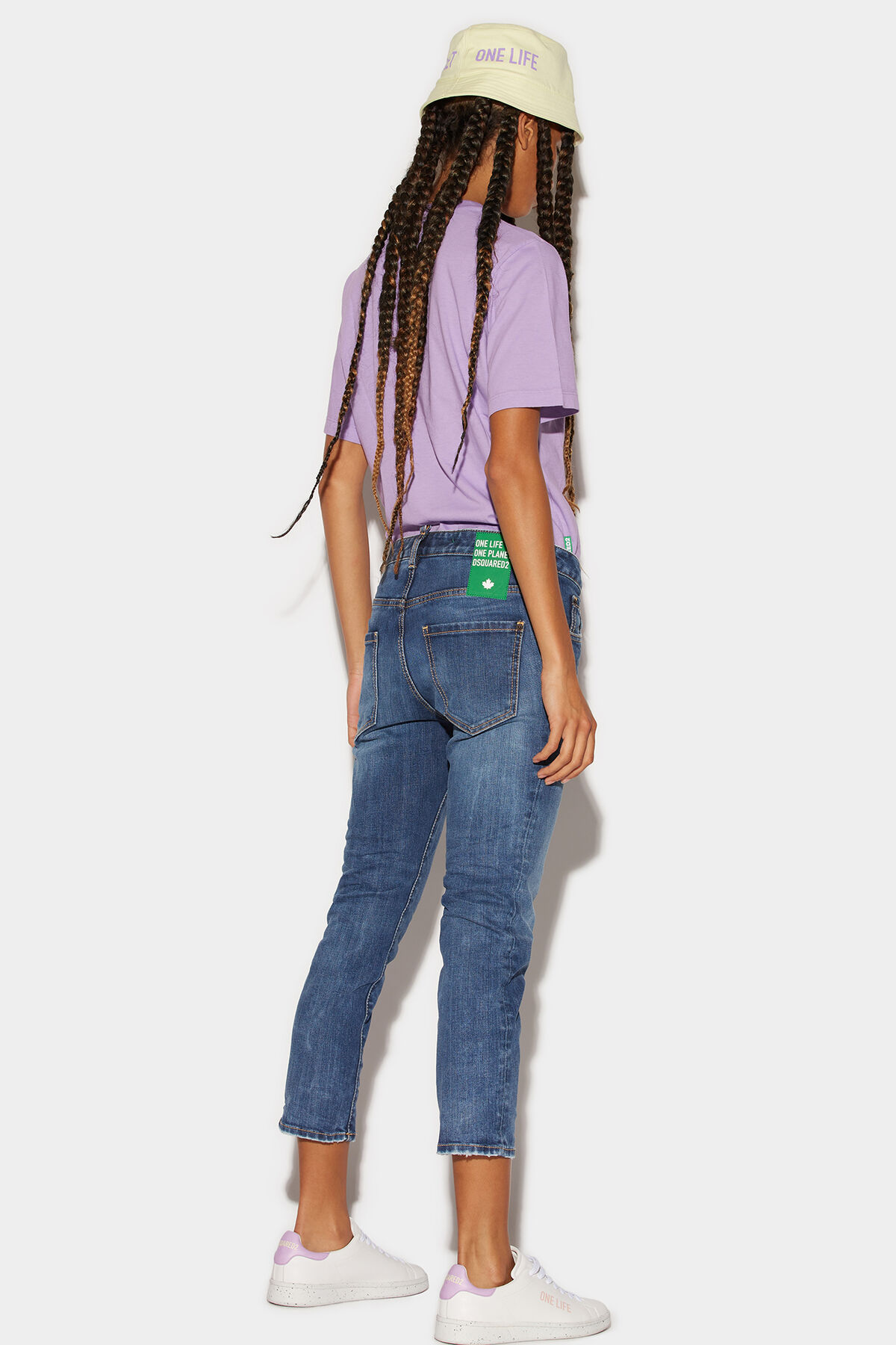 DSQUARED2 Jeans Cool Girl Cropped Green Label in Washed Blue