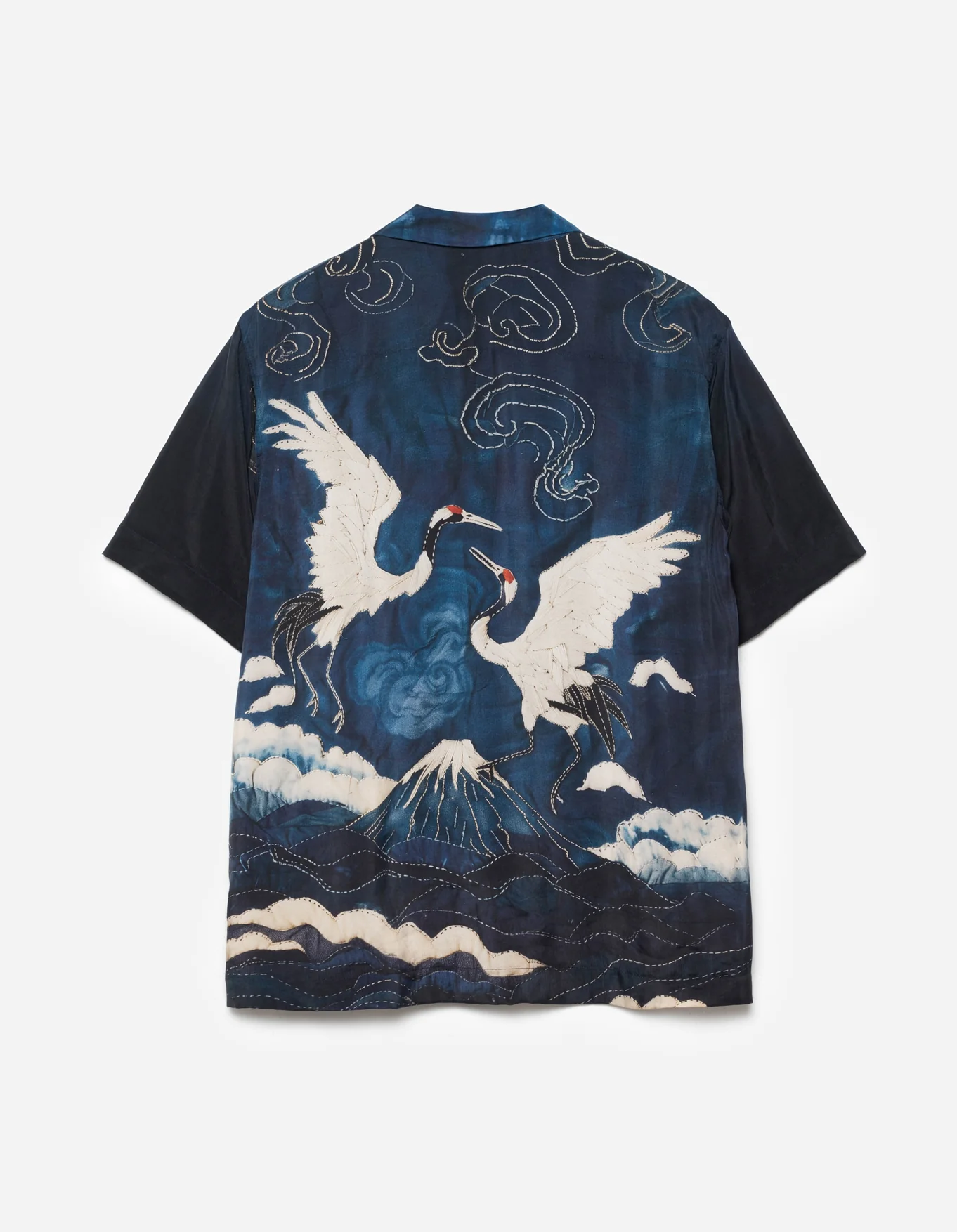 MAHARISHI 6230 Boro Crane Camp Collar Shirt in Indigo