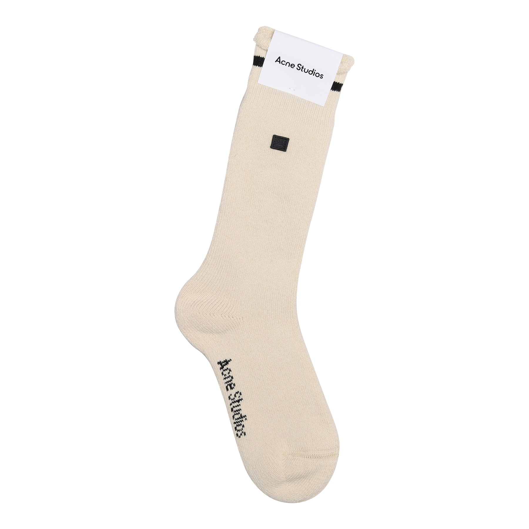 Unisex Acne Studios Face Logo Socks in Ecru/Black