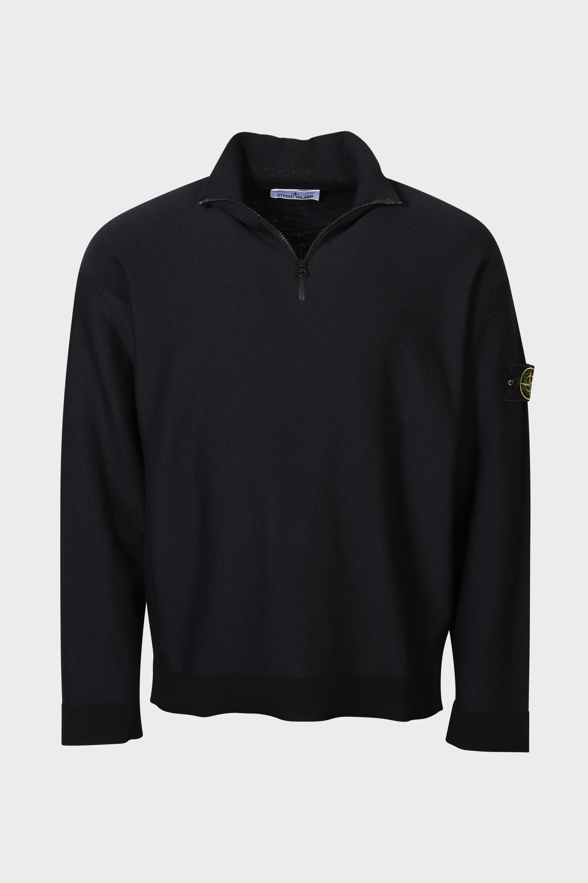 STONE ISLAND Summer Knit Half Zip Pullover in Black