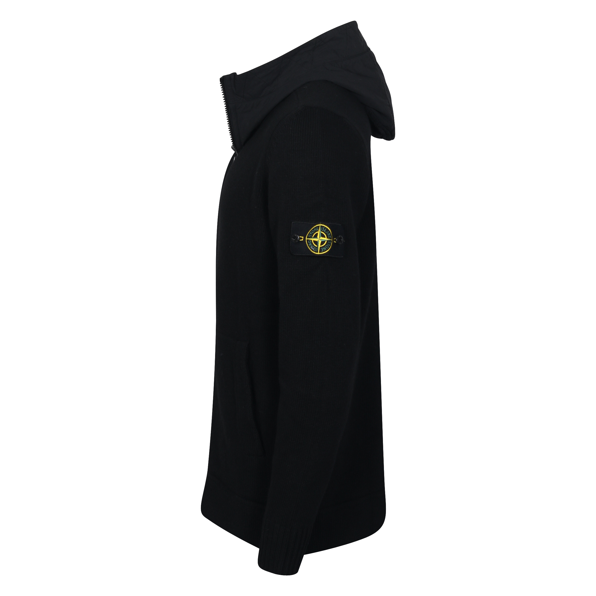 Stone Island Zip Nylon/Wool Hoodie in Black