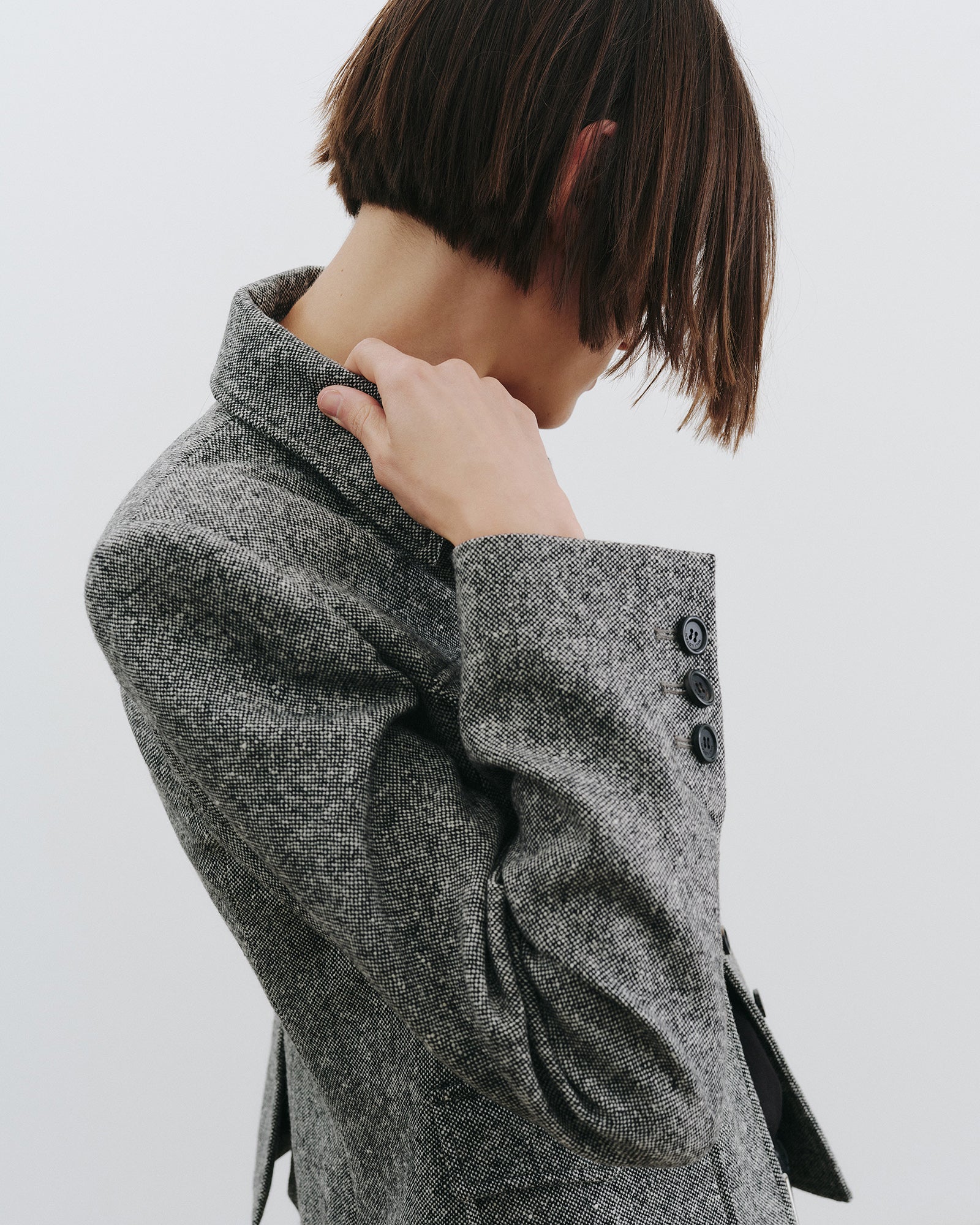 NILI LOTAN Jamison Jacket in Black Donegal