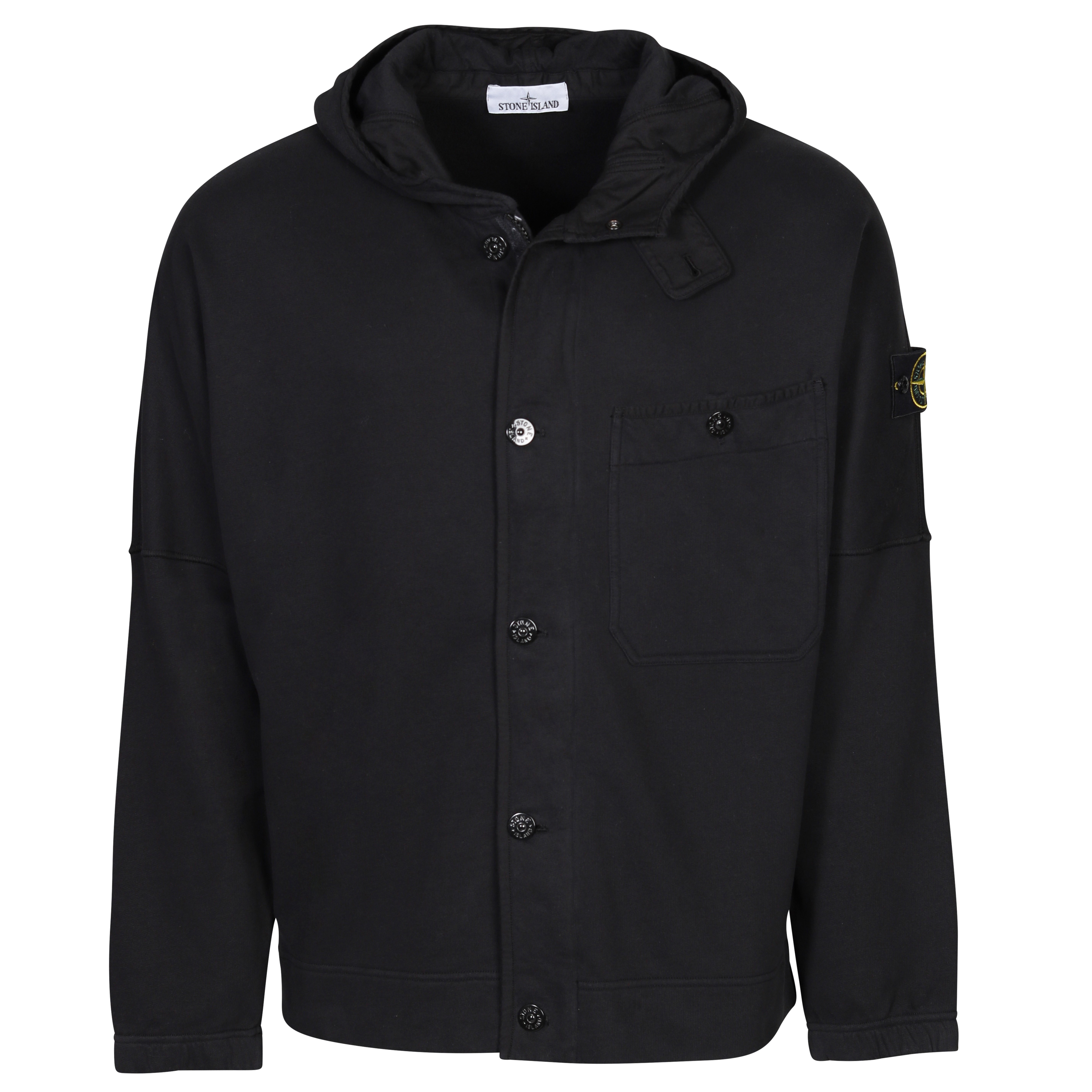 Stone Island Hooded Sweat Jacket in Black