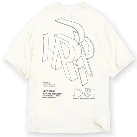 REPRESENT Initial Assembly Outline T-Shirt in Flat White S