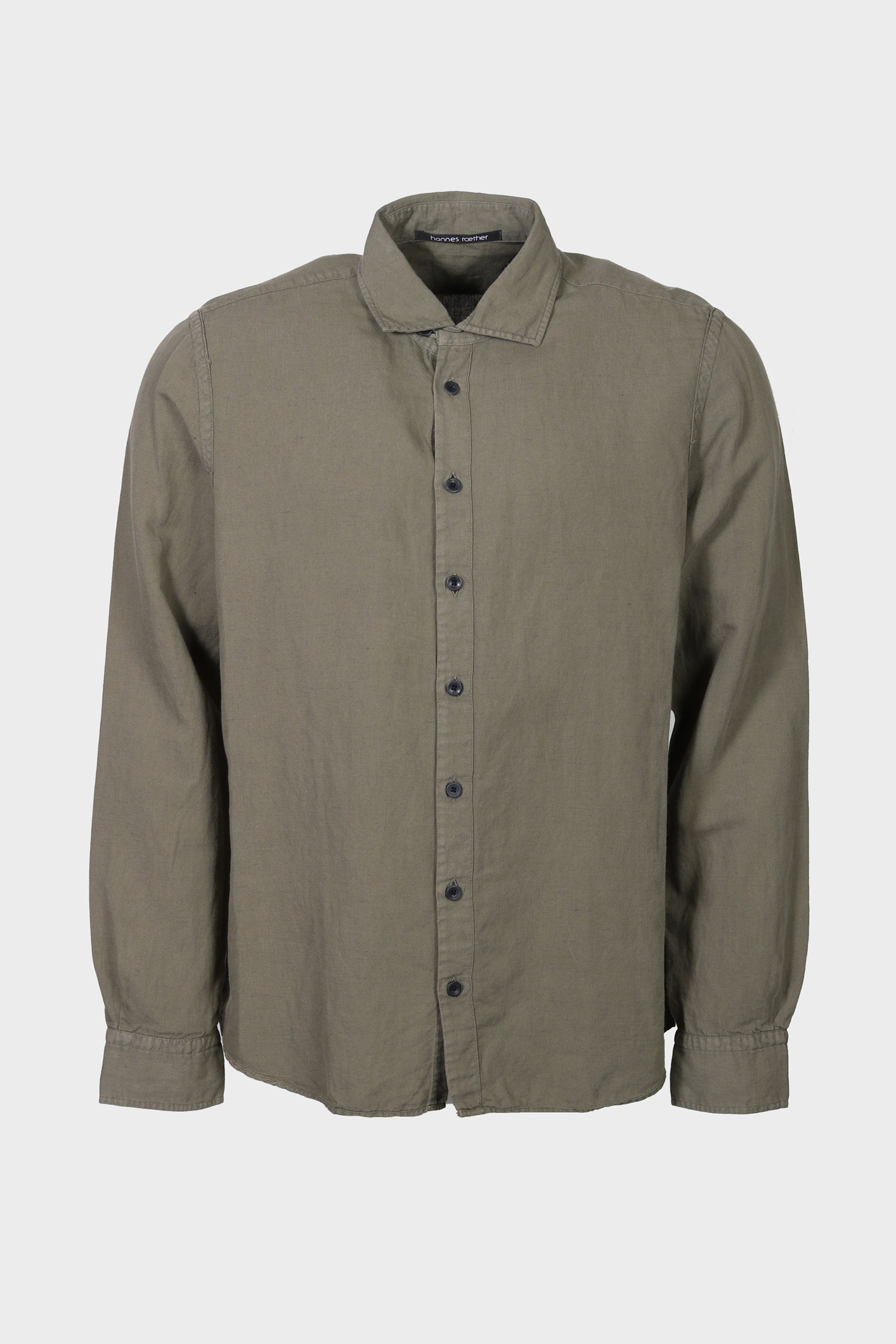 HANNES ROETHER Cotton/Linen Shirt in Olive