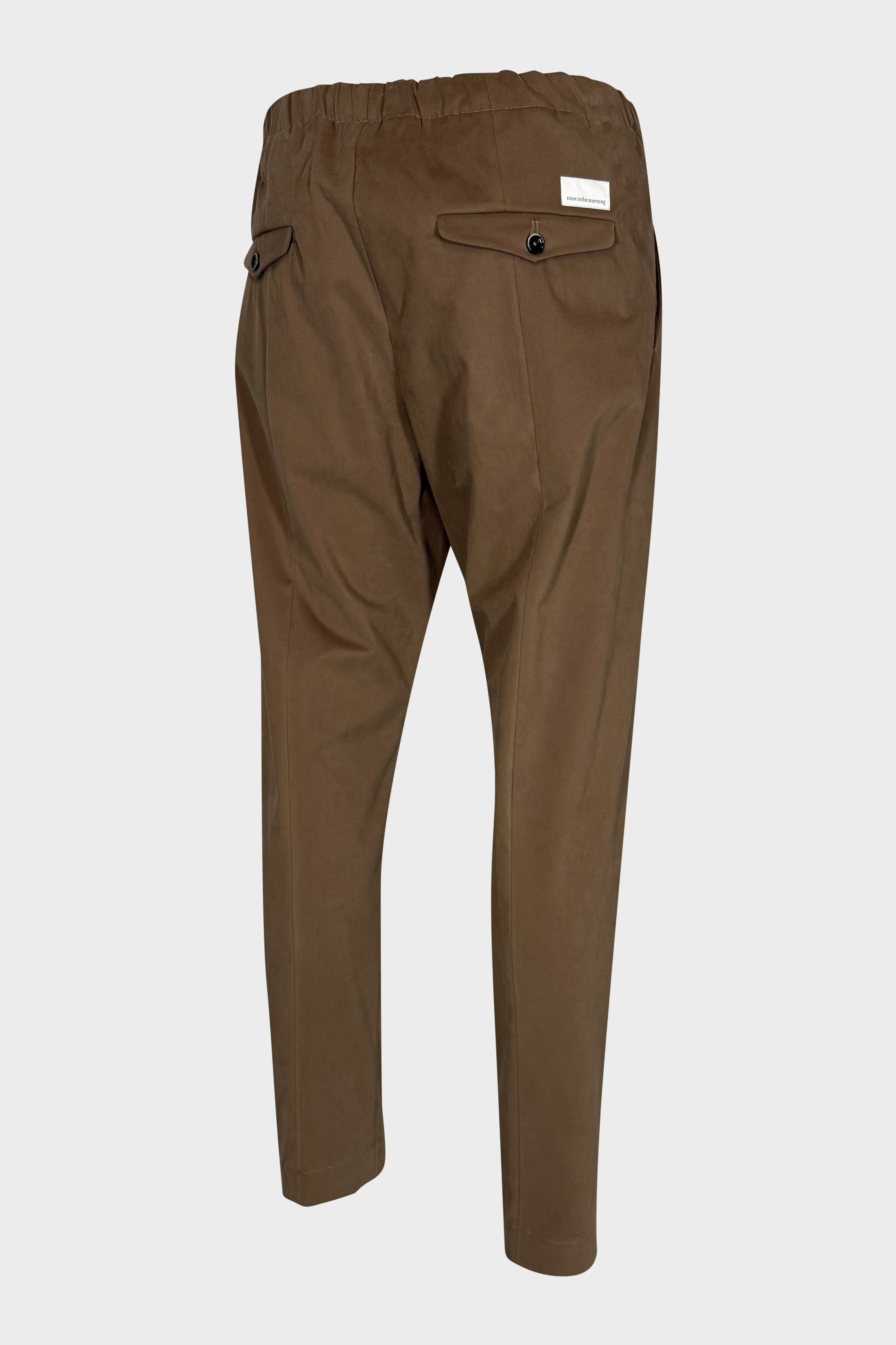 NINE:INTHE:MORNING Carrot Relaxed Fit Soft Cotton Pant in Camel