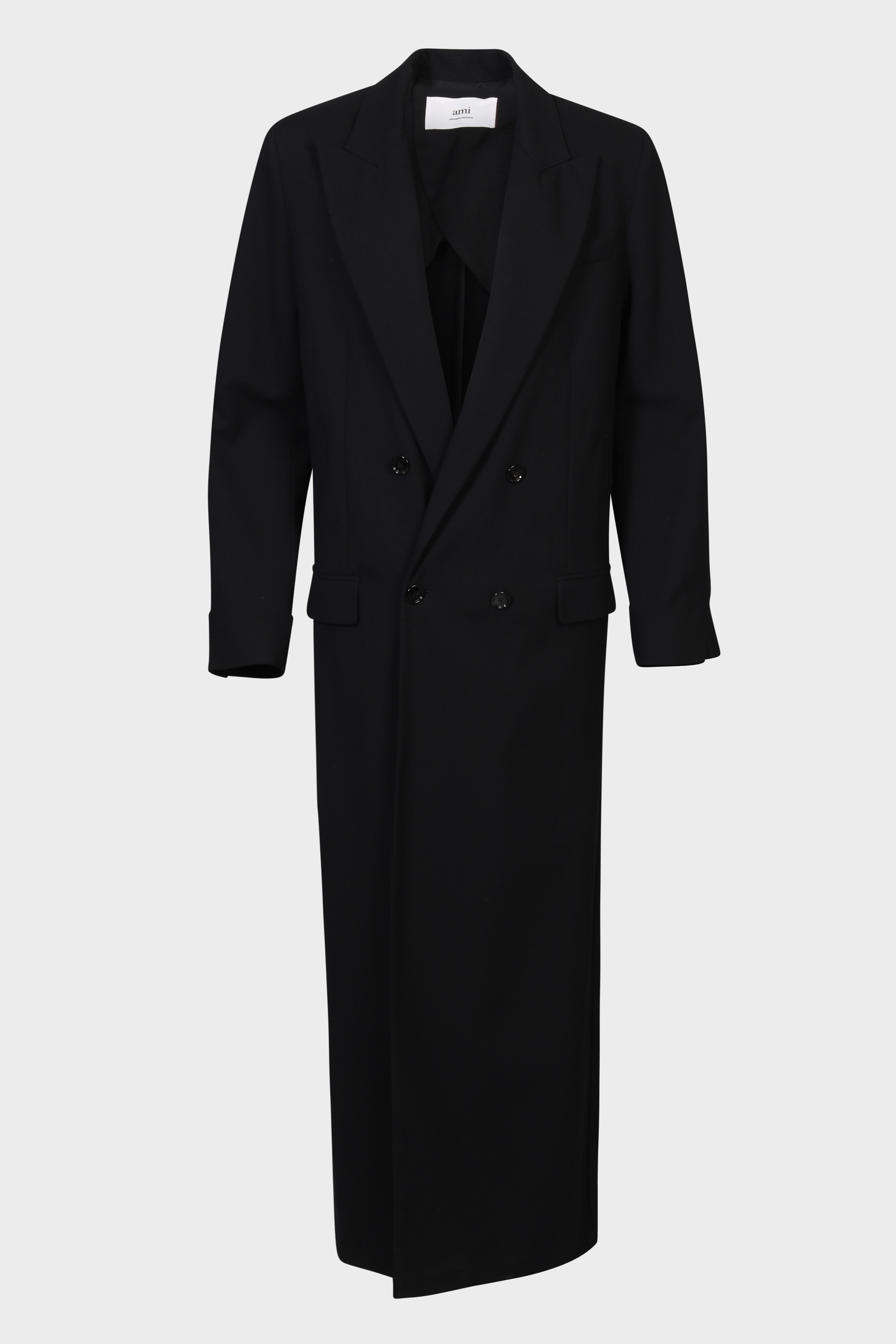 AMI PARIS Gabardine Coat Dress in Black
