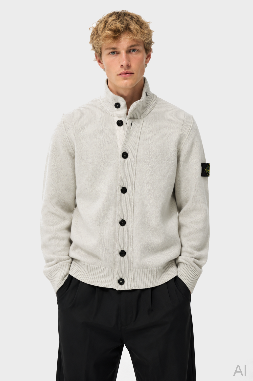 STONE ISLAND Heavy Knit Jacket in Stone