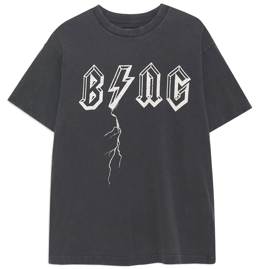 ANINE BING Bolt Tee in Washed Black L