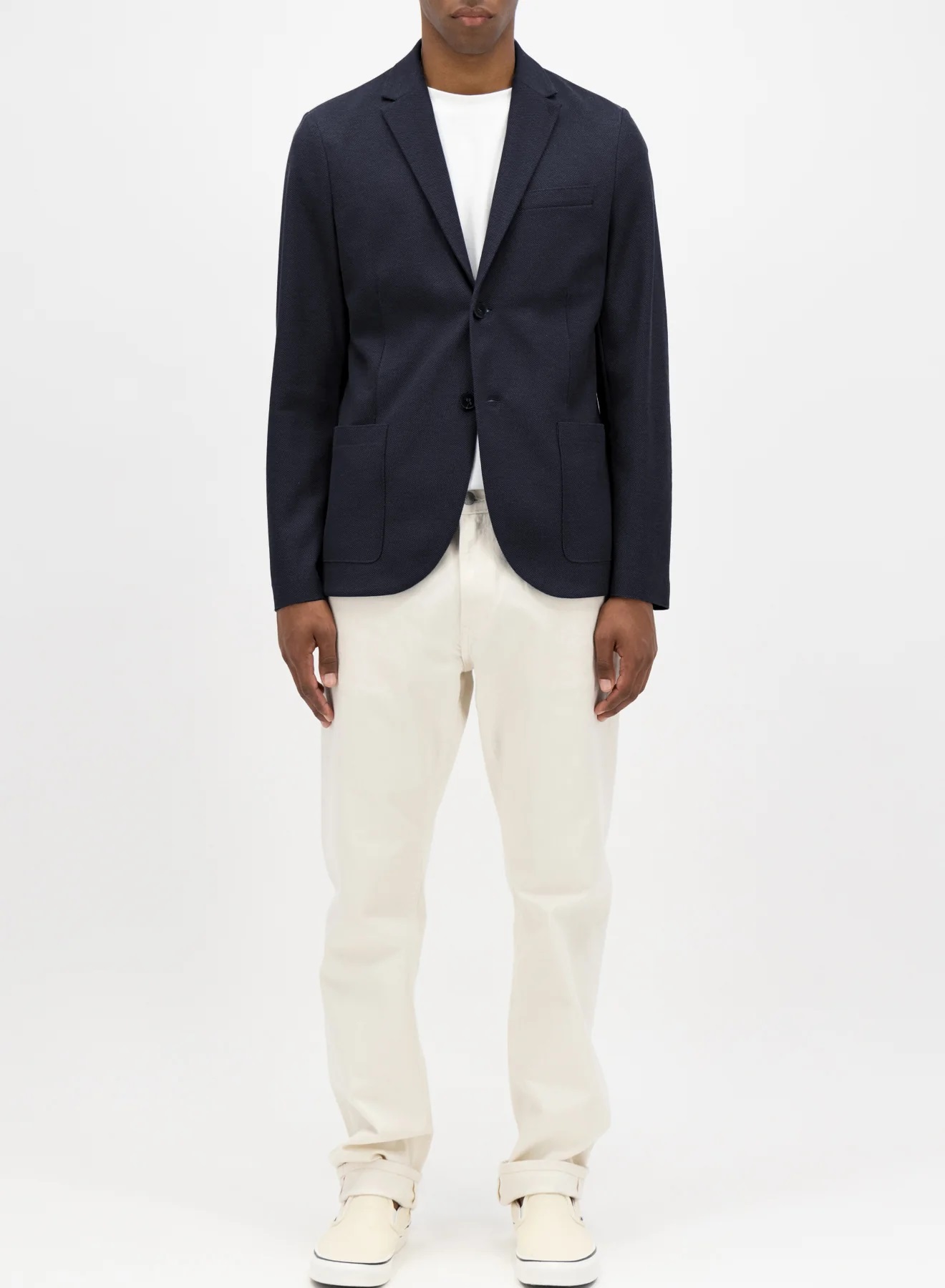 HARRIS WHARF Loro Piana Light Cotton Blazer in Navy