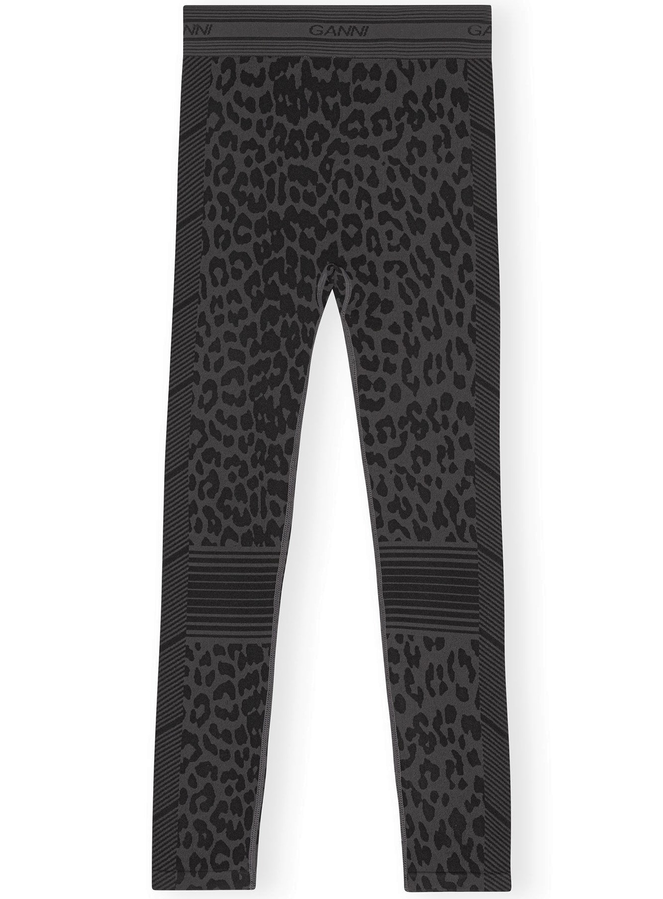 GANNI Seamless Jacquard Leggings in Black Leo S