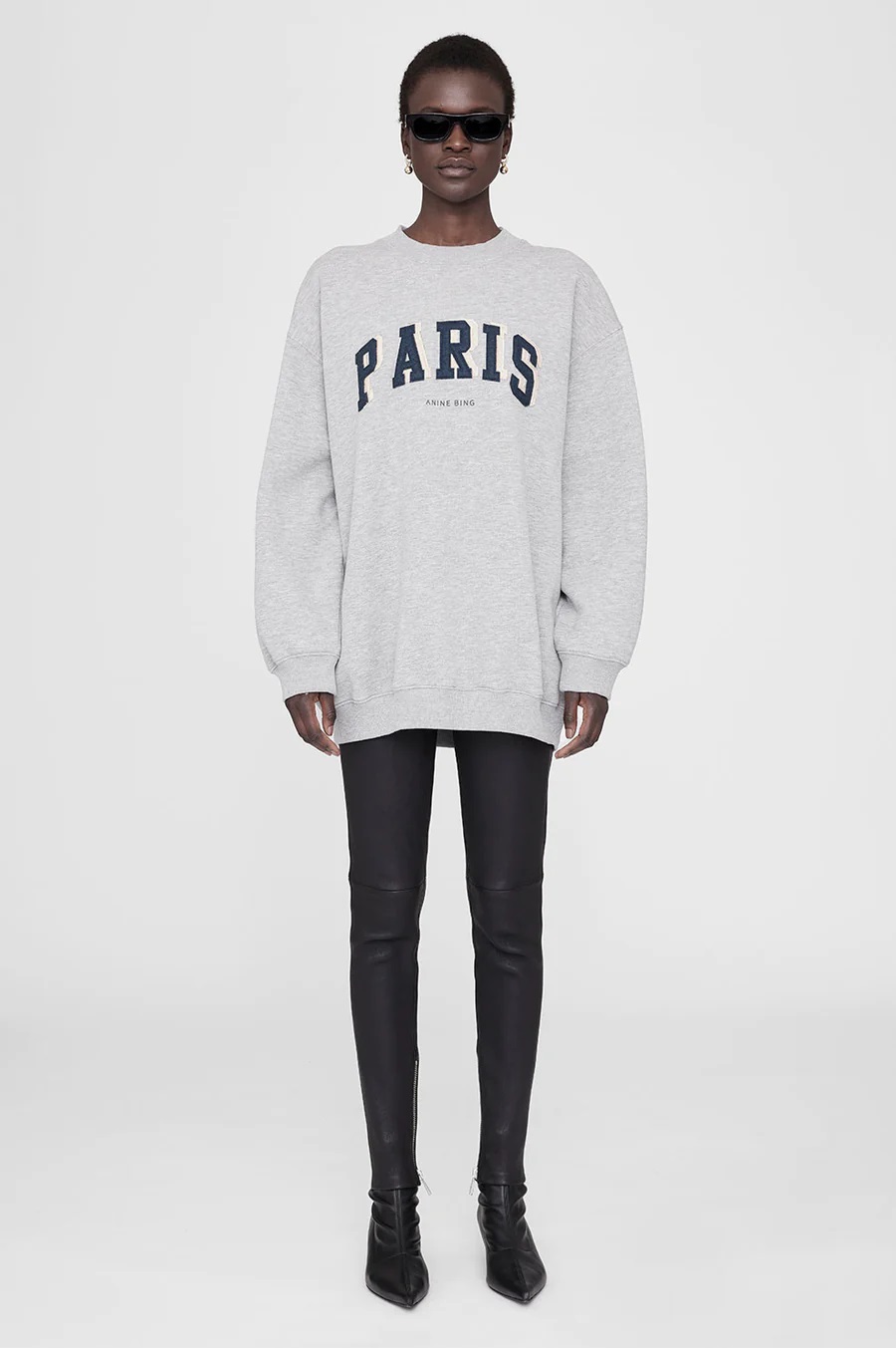 ANINE BING Tyler Sweatshirt Paris in Heather Grey