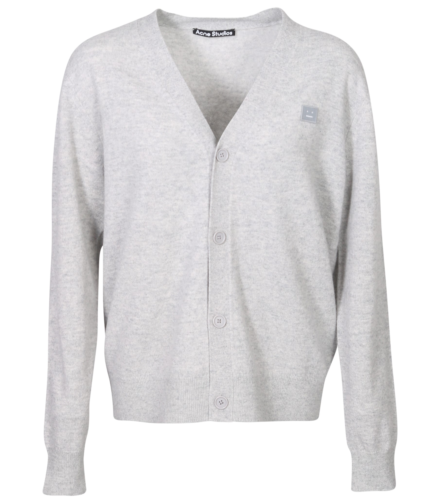 ACNE STUDIOS Face Knit Cardigan in Light Grey Melange M