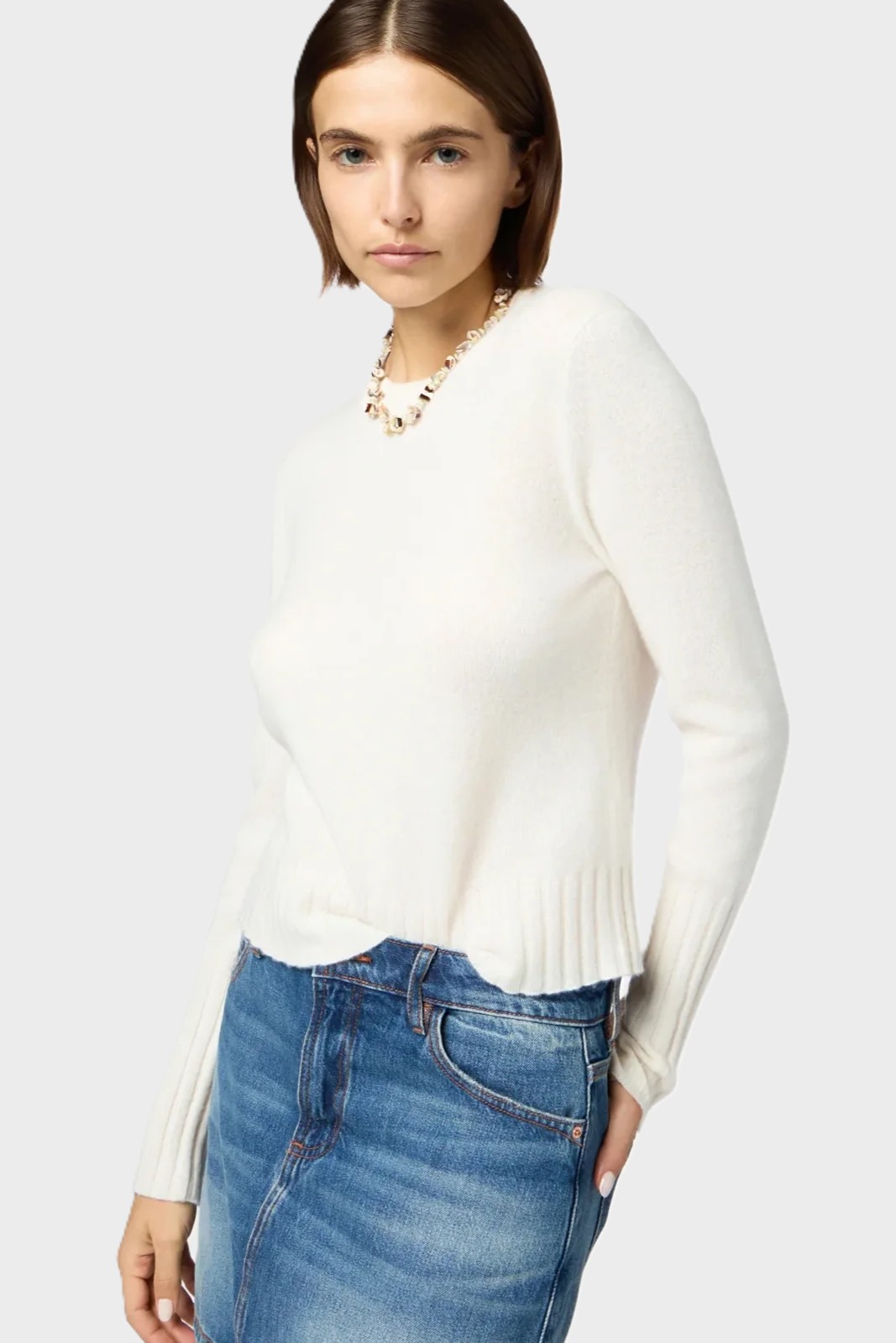 GUEST IN RESIDENCE Shrunken Crewneck Sweater in Cream