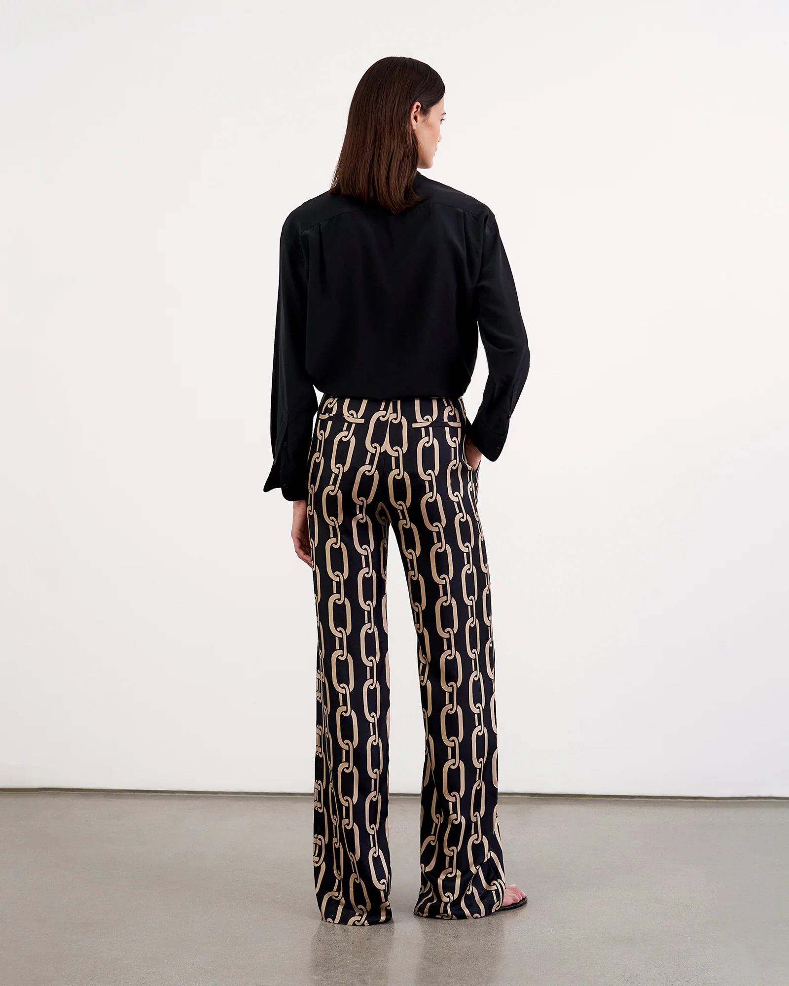 NILI LOTAN Germain Silk Pant Big Chain S - US2